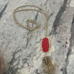 Kendra Scott Rayne Necklace, Red Gold Tone, Tassel, Long, Mother